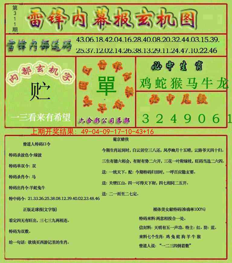 311期雷锋玄机报[图]
