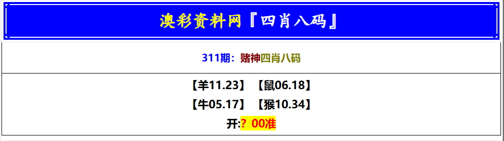 311期赌神四肖八码[图]