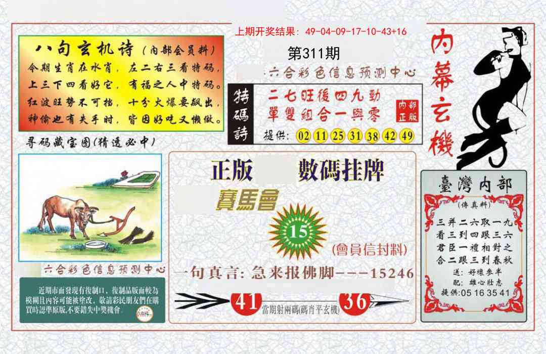 311期内幕玄机报[图]
