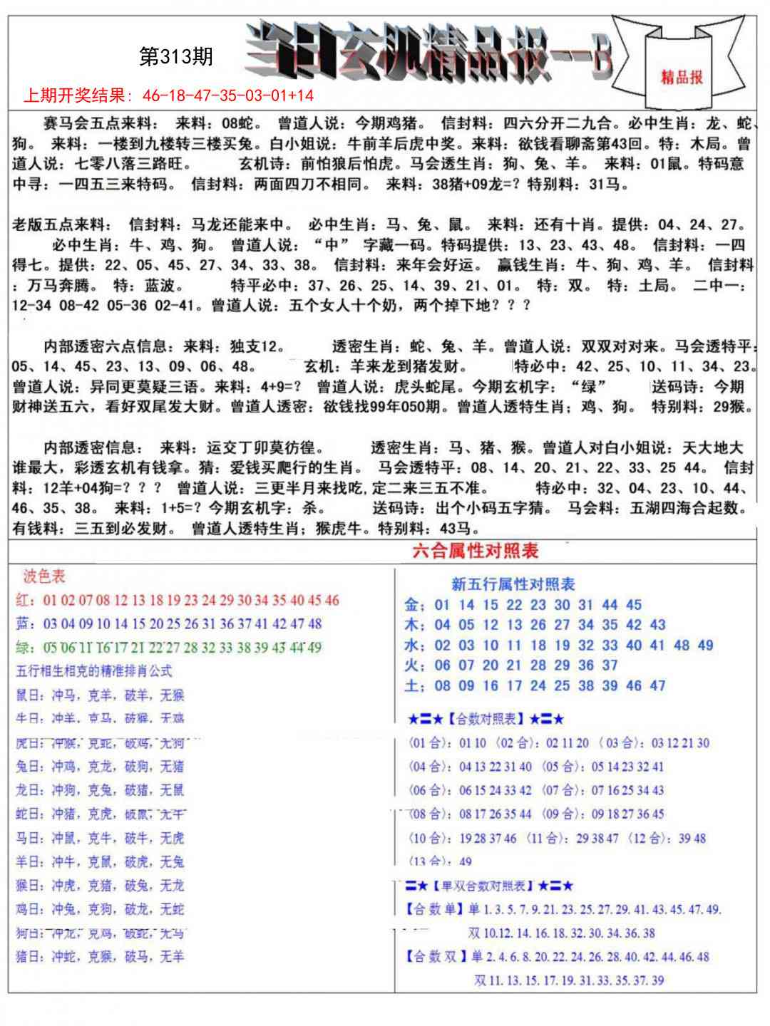 313期当日玄机精品报B[图]