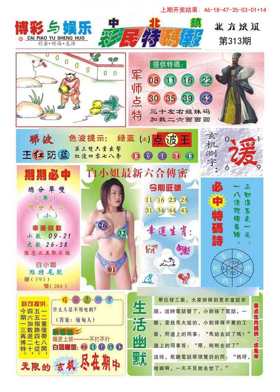 313期中北彩民特码报[图]