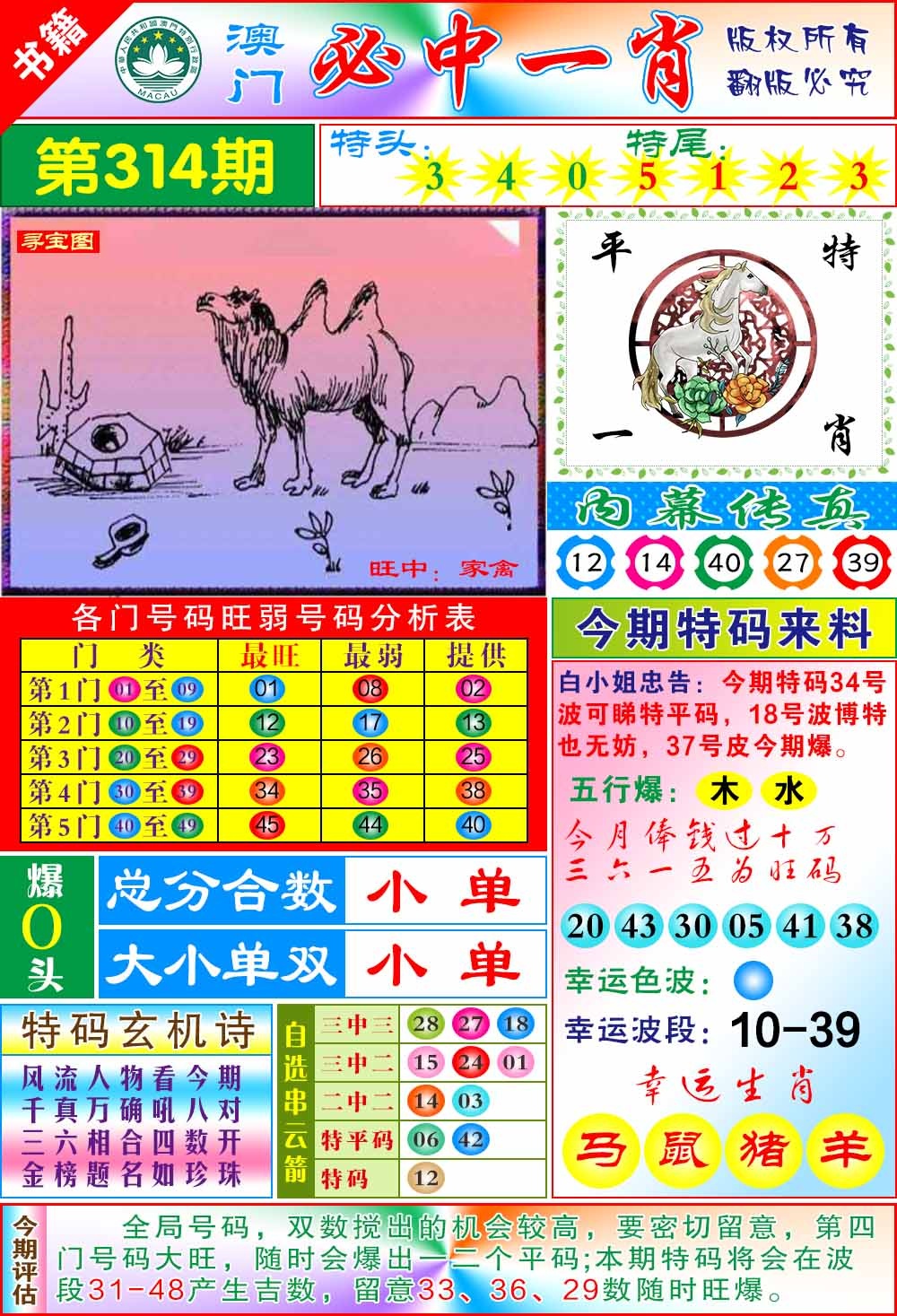 314期澳门玄机一特[图]