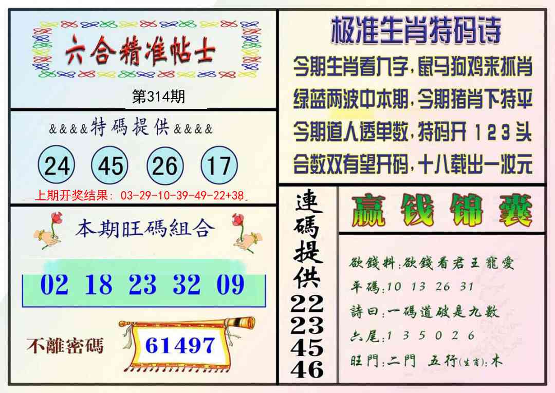 314期精准贴士[图]