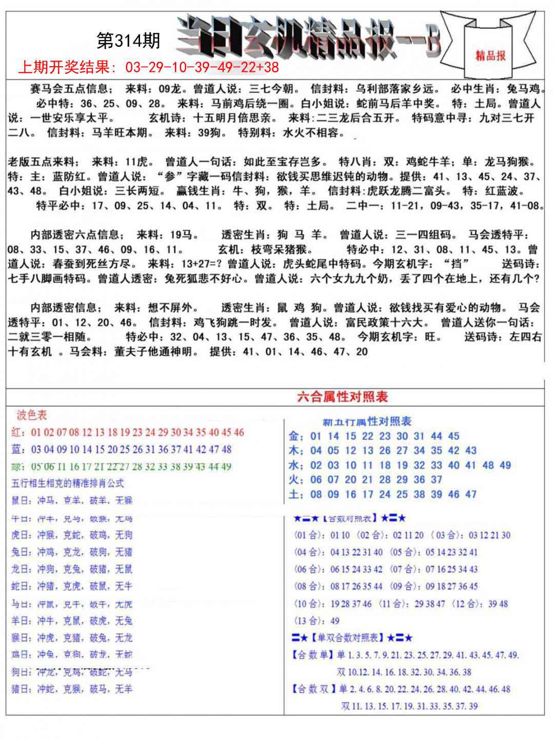 314期当日玄机精品报B[图]