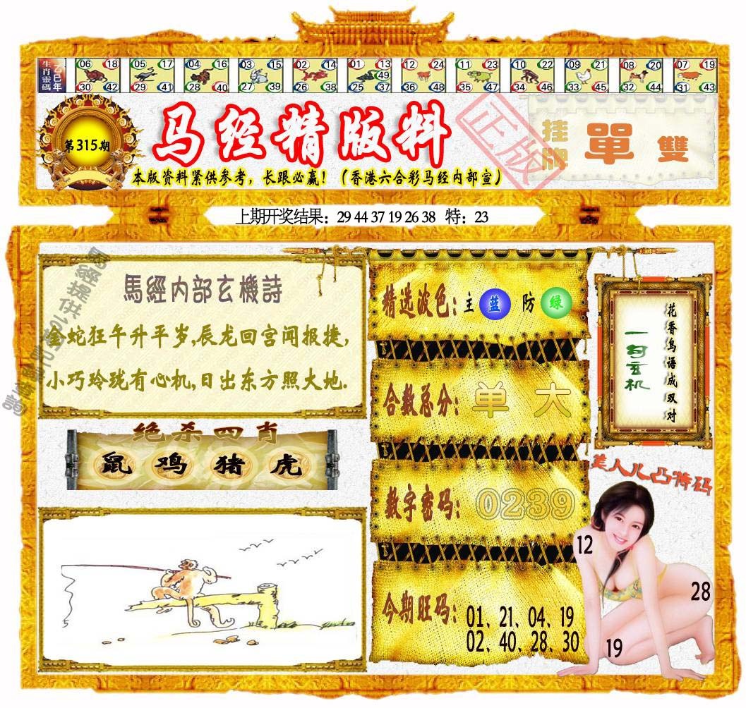 315期马经精版料[图]