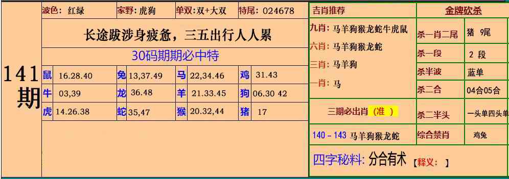 141期小鱼儿30码期期中[图]